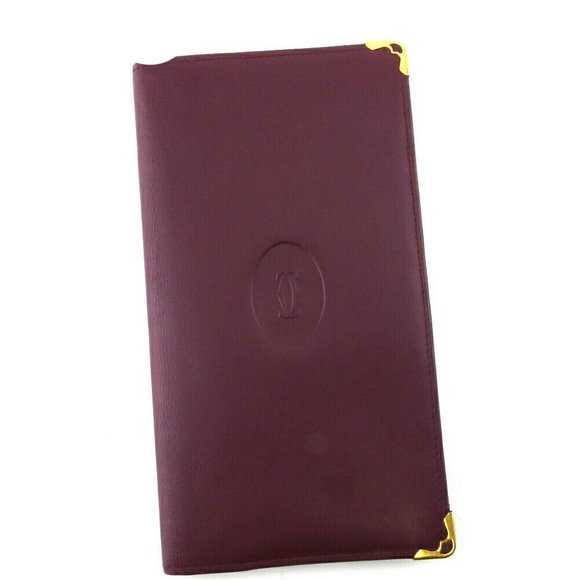 Cartier Handbags - Cartier Long Book Pilo Mastline Bordeaux Leather Authentic USED T20023